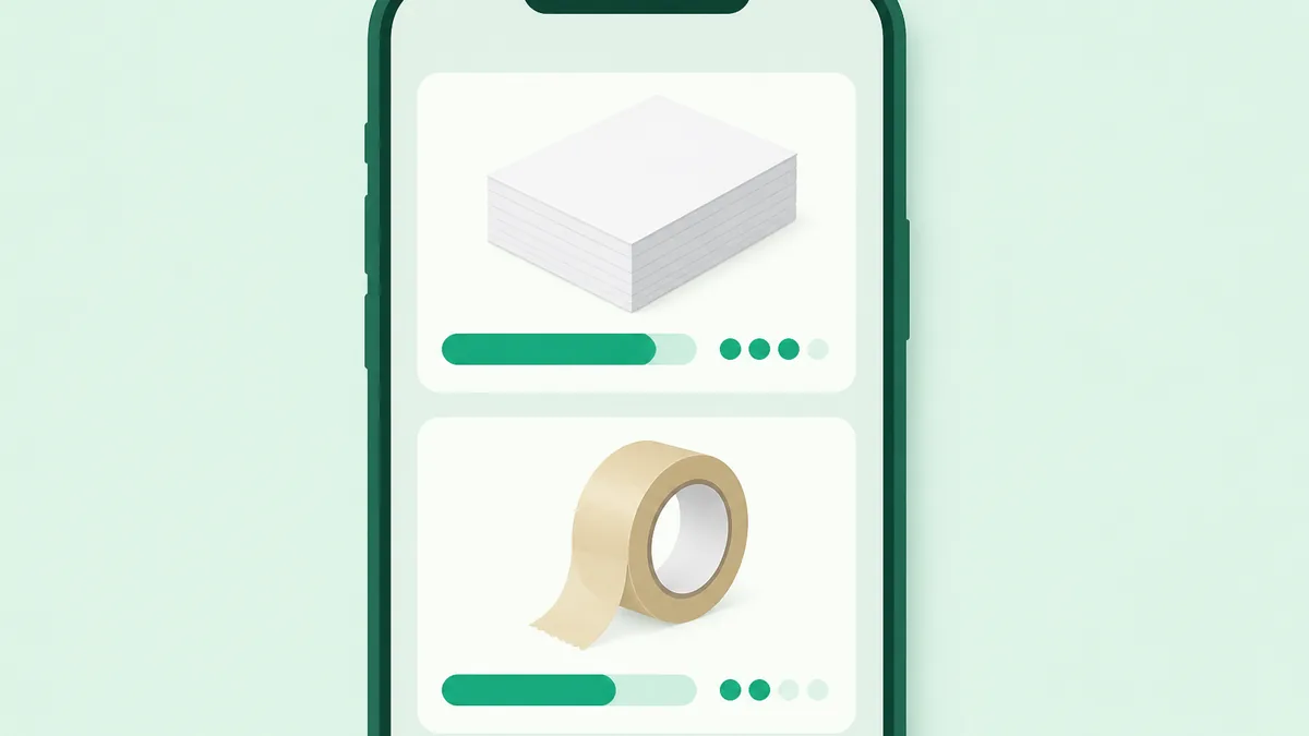 スマホで消耗品の残数を確認するイメージ