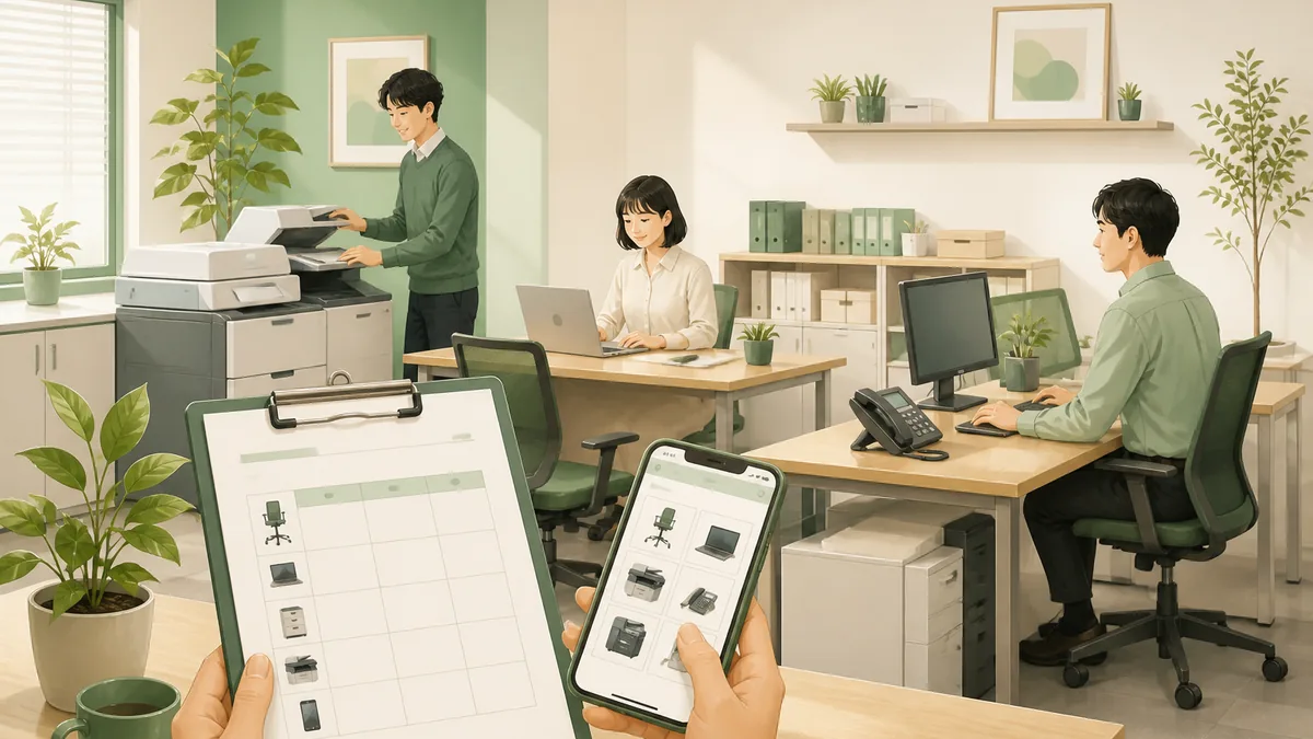 中小企業のオフィスで備品管理を始めるイメージ